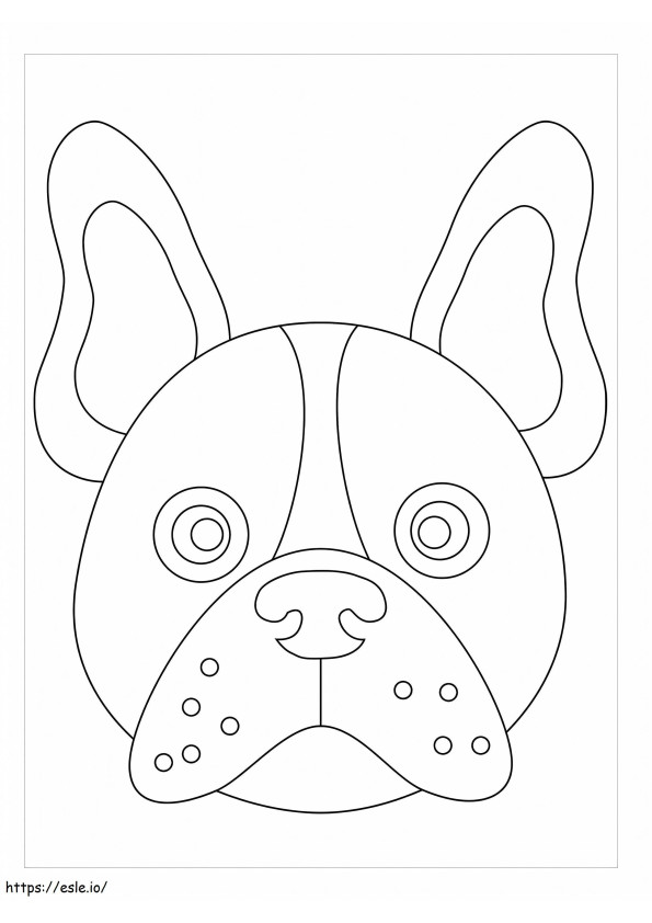 Franse Bulldog Hoofd kleurplaat