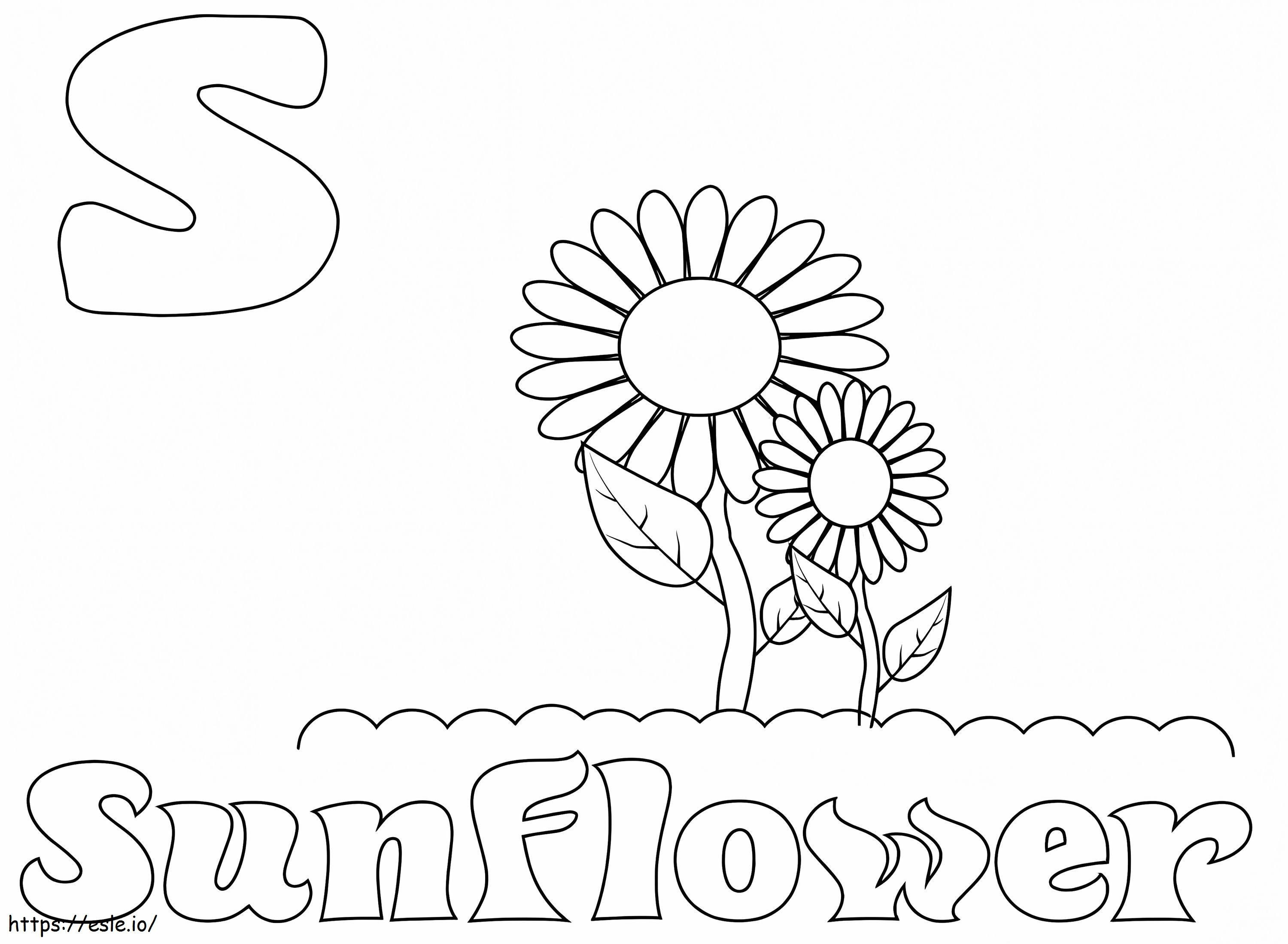 Sunflower Letter S coloring page