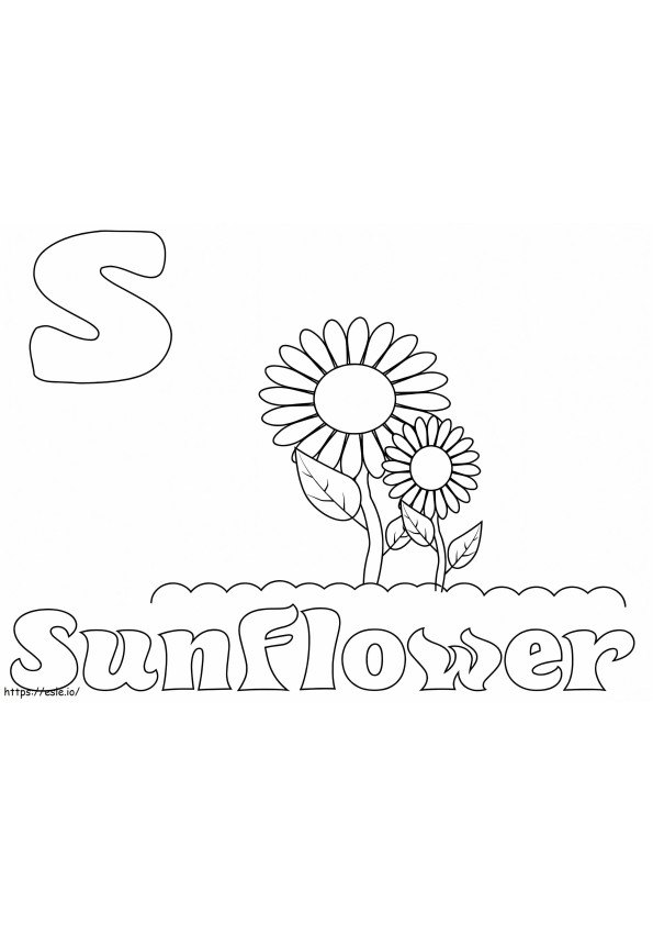 Sonnenblumenbuchstabe S ausmalbilder