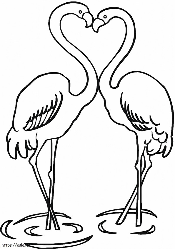 Love Couple Flamingos coloring page