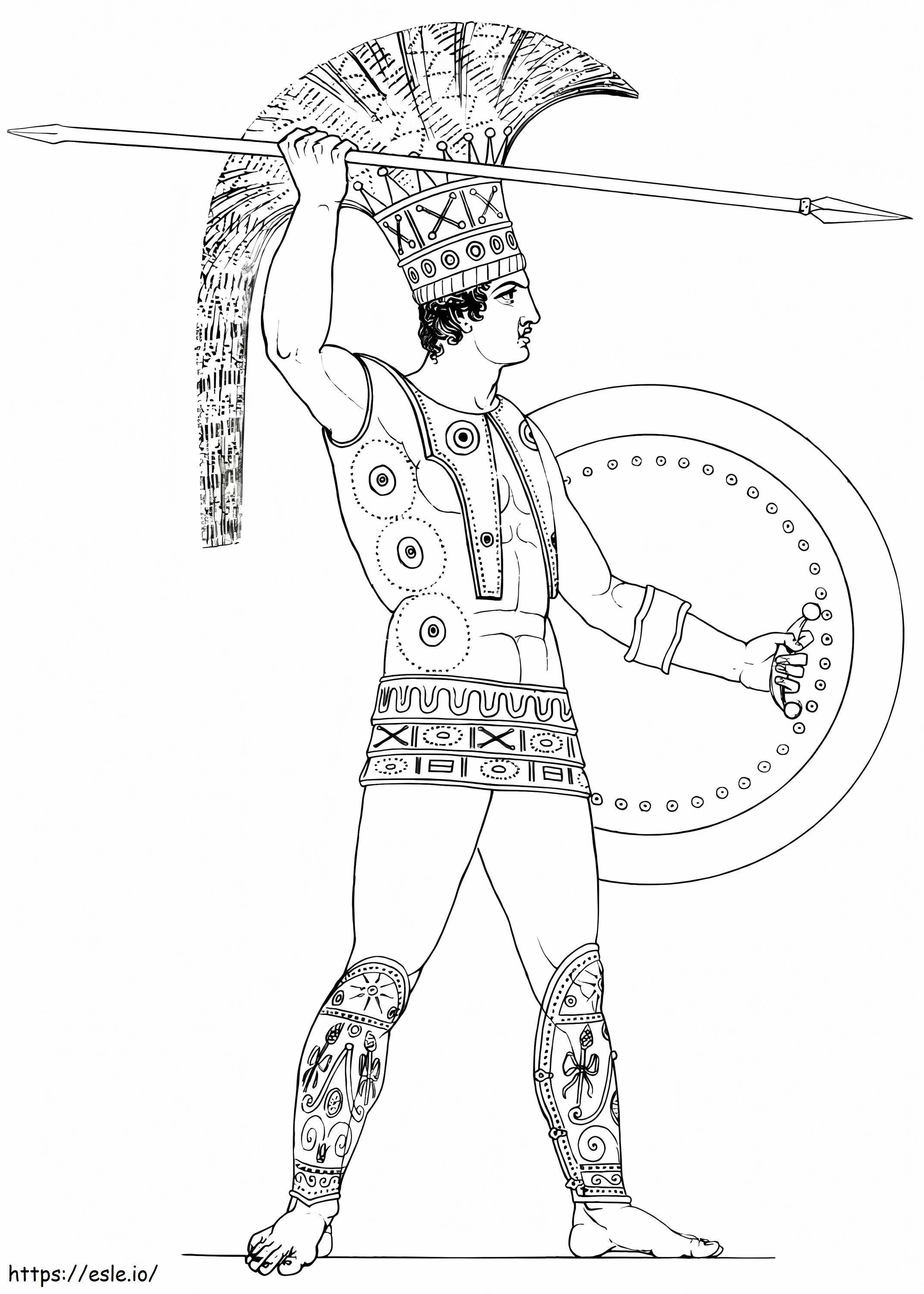 Războinicul grec antic de colorat