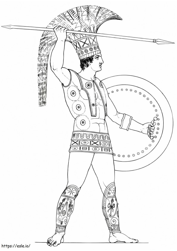Starożytny grecki wojownik kolorowanka