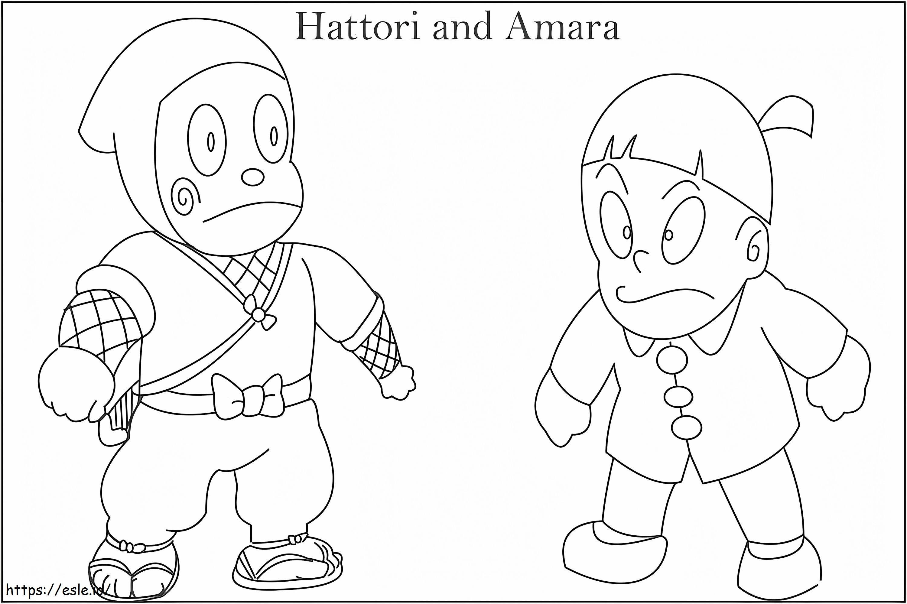 Hattori en Amara kleurplaat kleurplaat