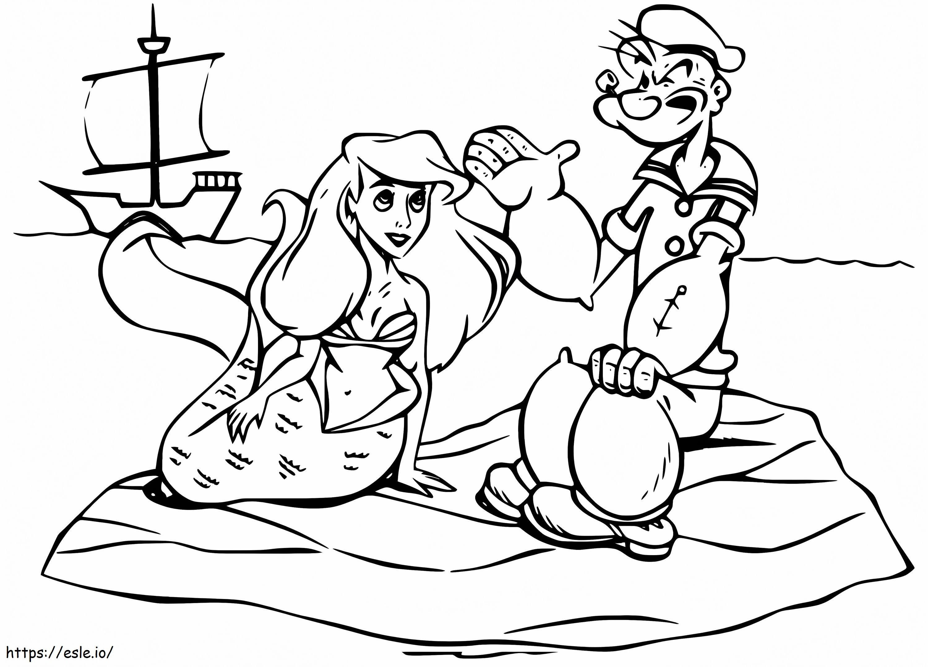 Popeye Y Ariel coloring page