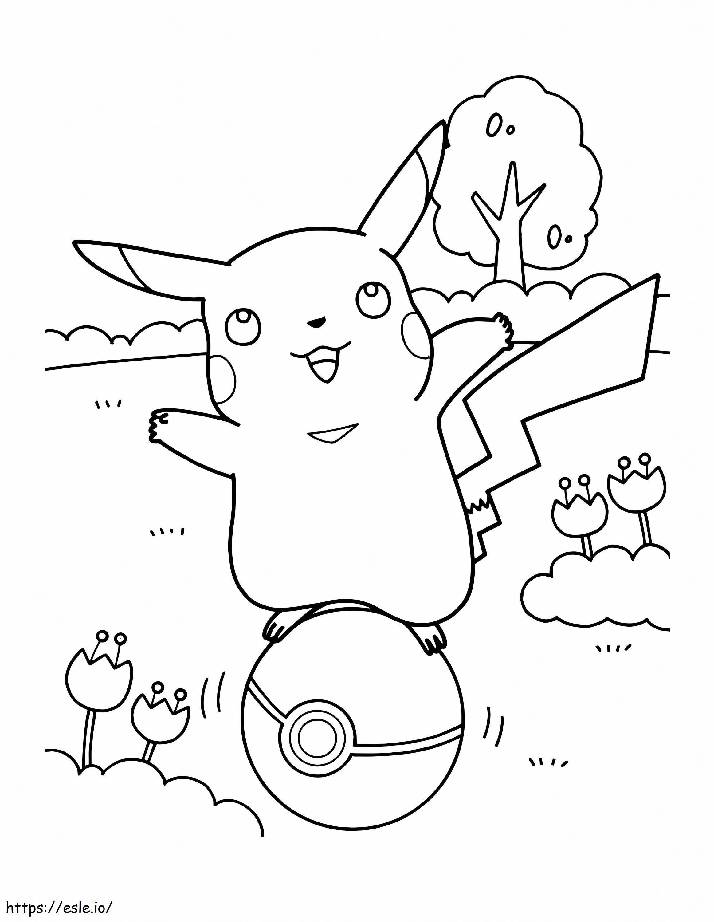 Coloriage Pikachu et Pokéball à imprimer dessin