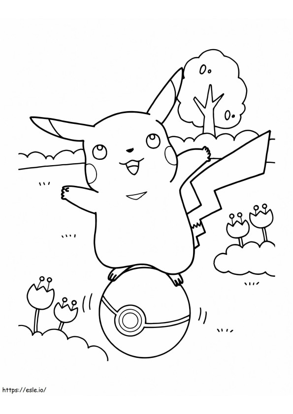 Coloriage Pikachu et Pokéball à imprimer dessin