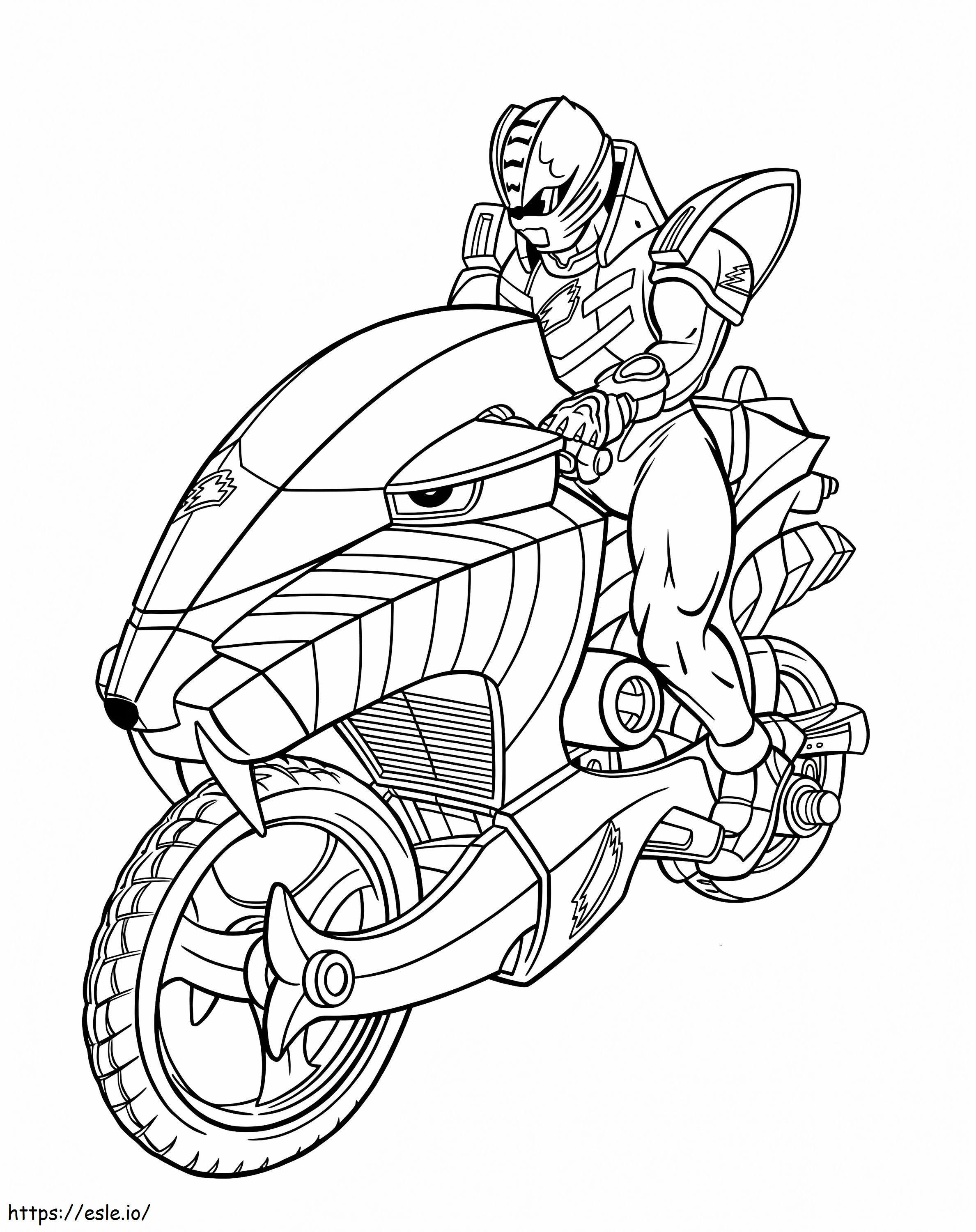 Coloriage Power Rangers Une Moto à imprimer dessin