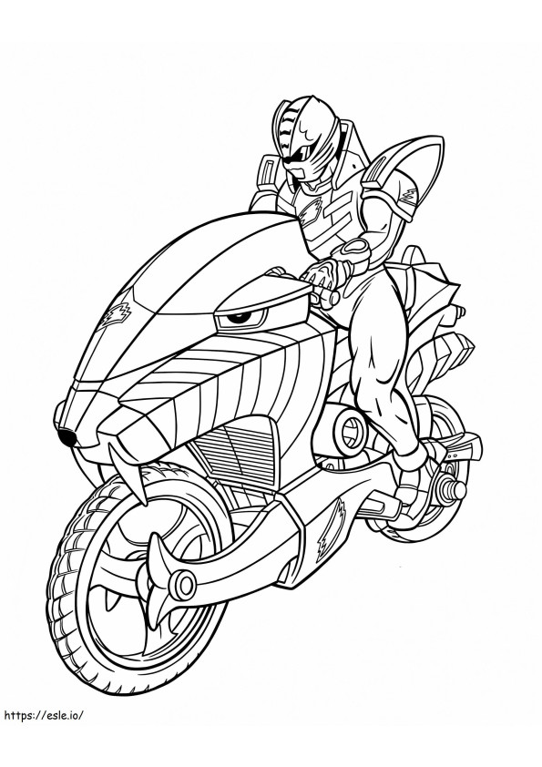 Power Rangers Een Moto kleurplaat