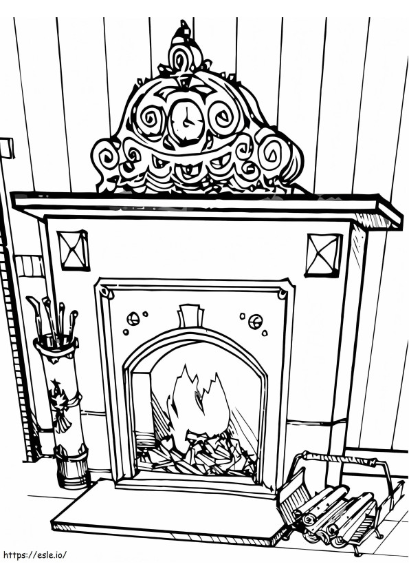 Fireplace Free coloring page