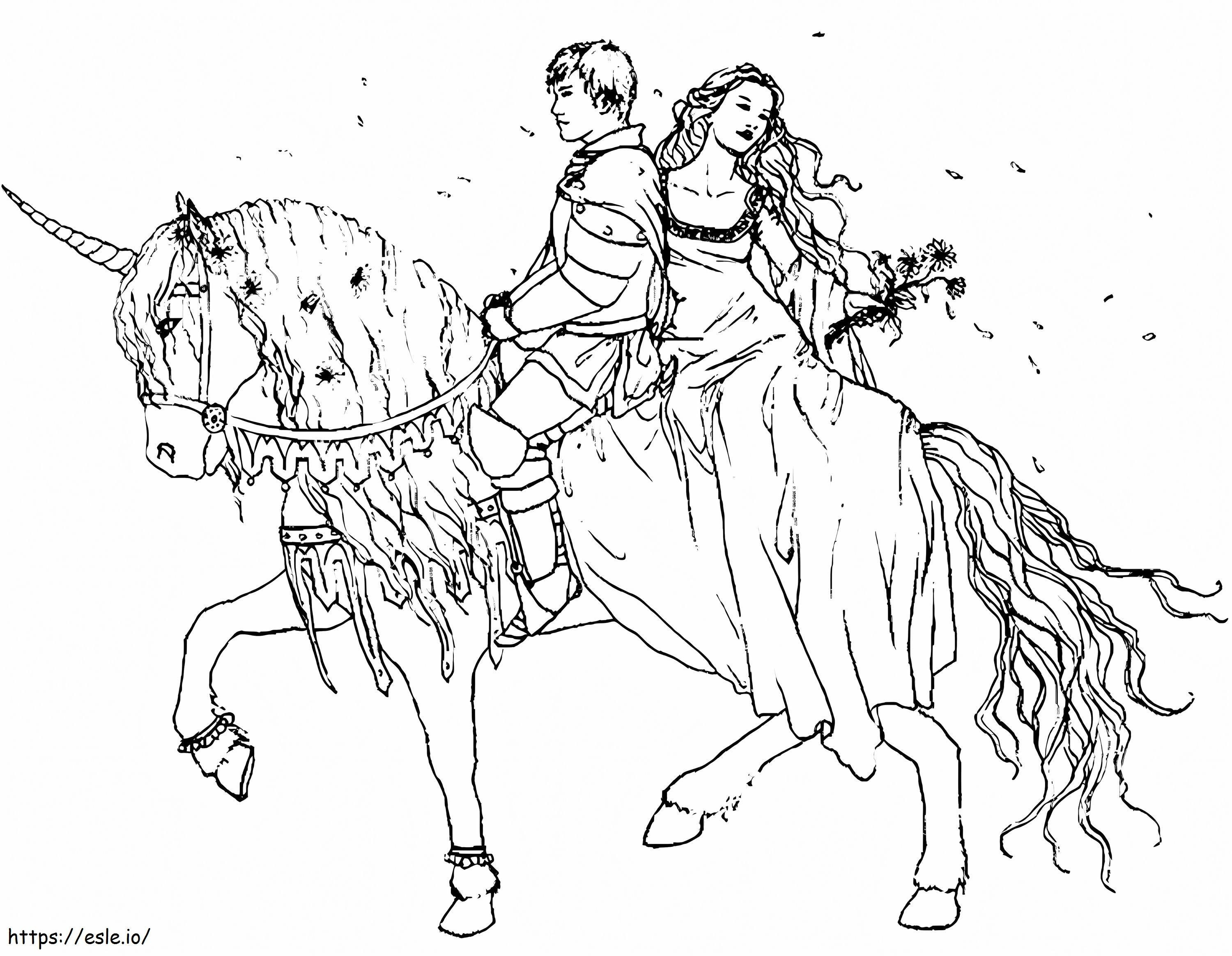 A Couple In Unicorn coloring page