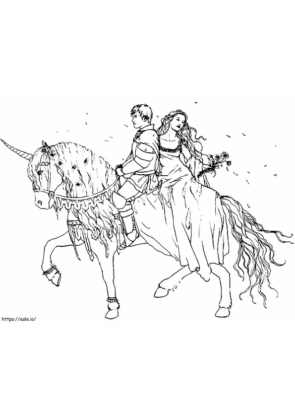 A Couple In Unicorn coloring page