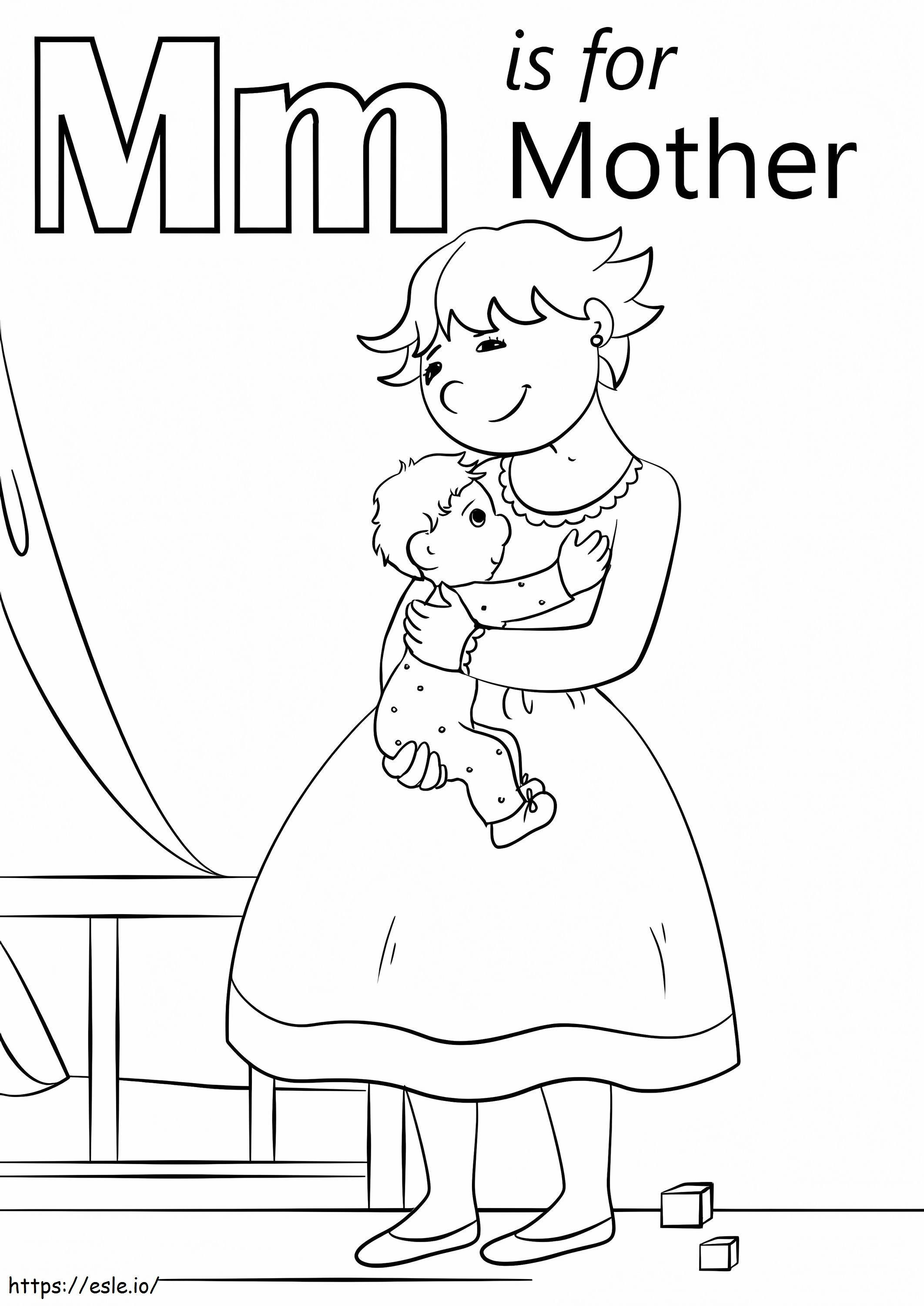 Mother Letter M coloring page
