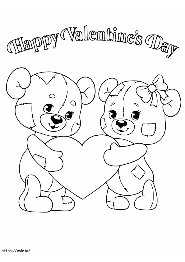 Ziua Îndrăgostiților Urși drăguți de colorat