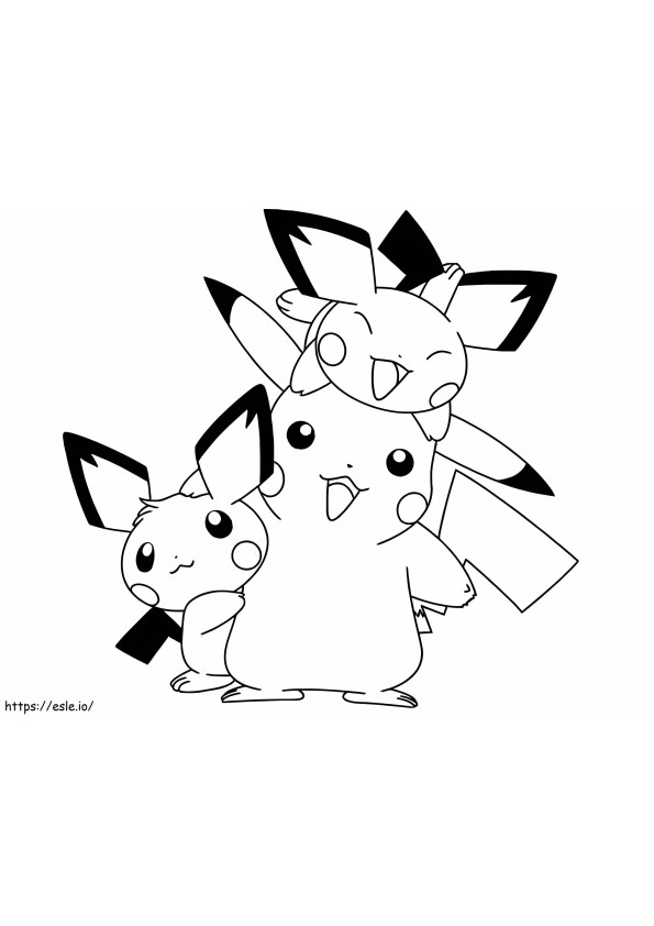 Funny Pikachu And Friends coloring page