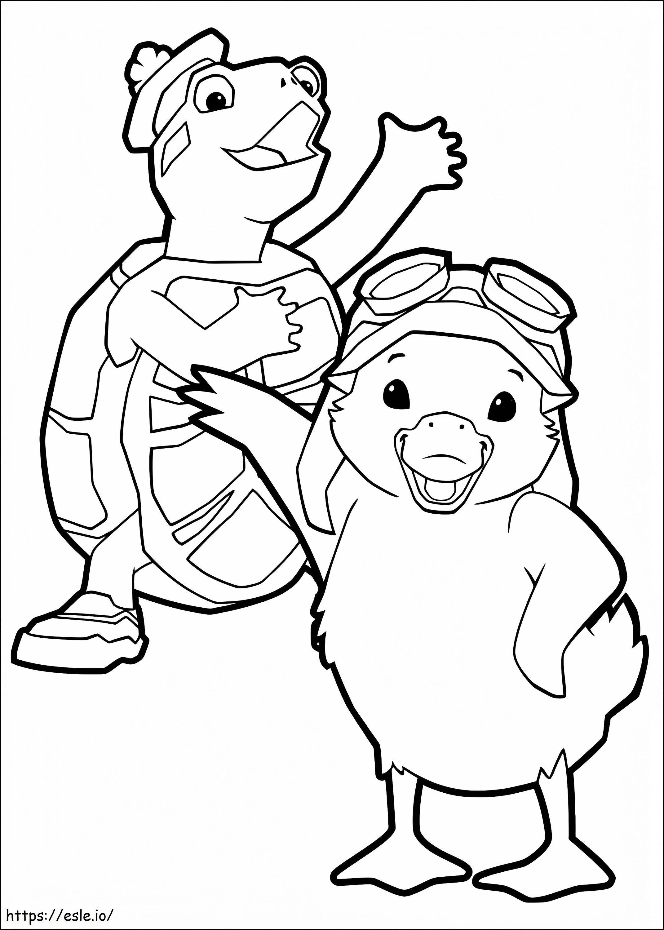 Patito Ming Ming Y Turtle Tuck coloring page