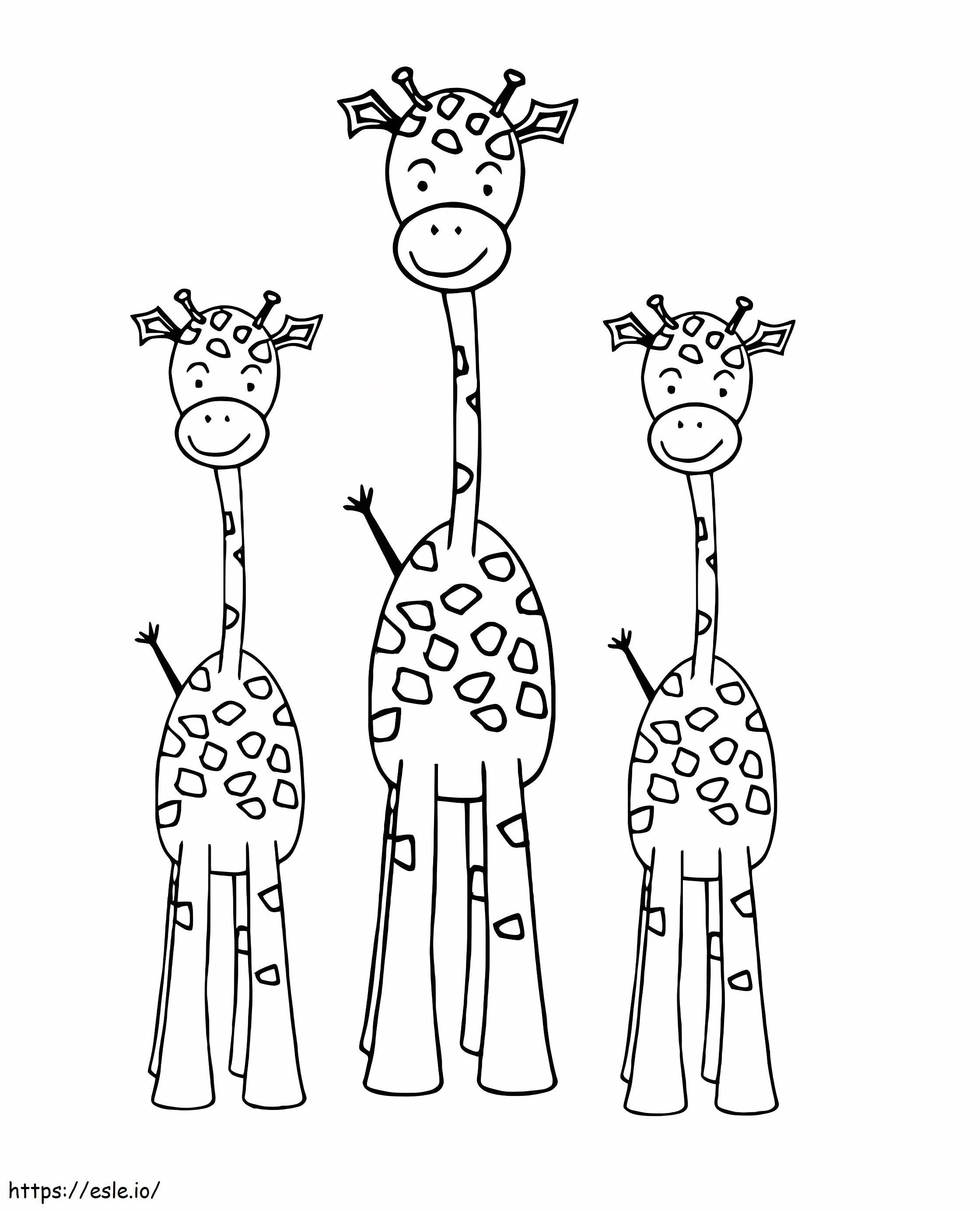 Trei girafe de colorat