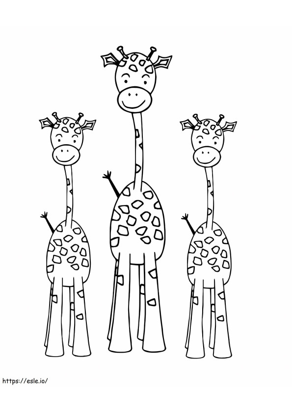 tres jirafas para colorear