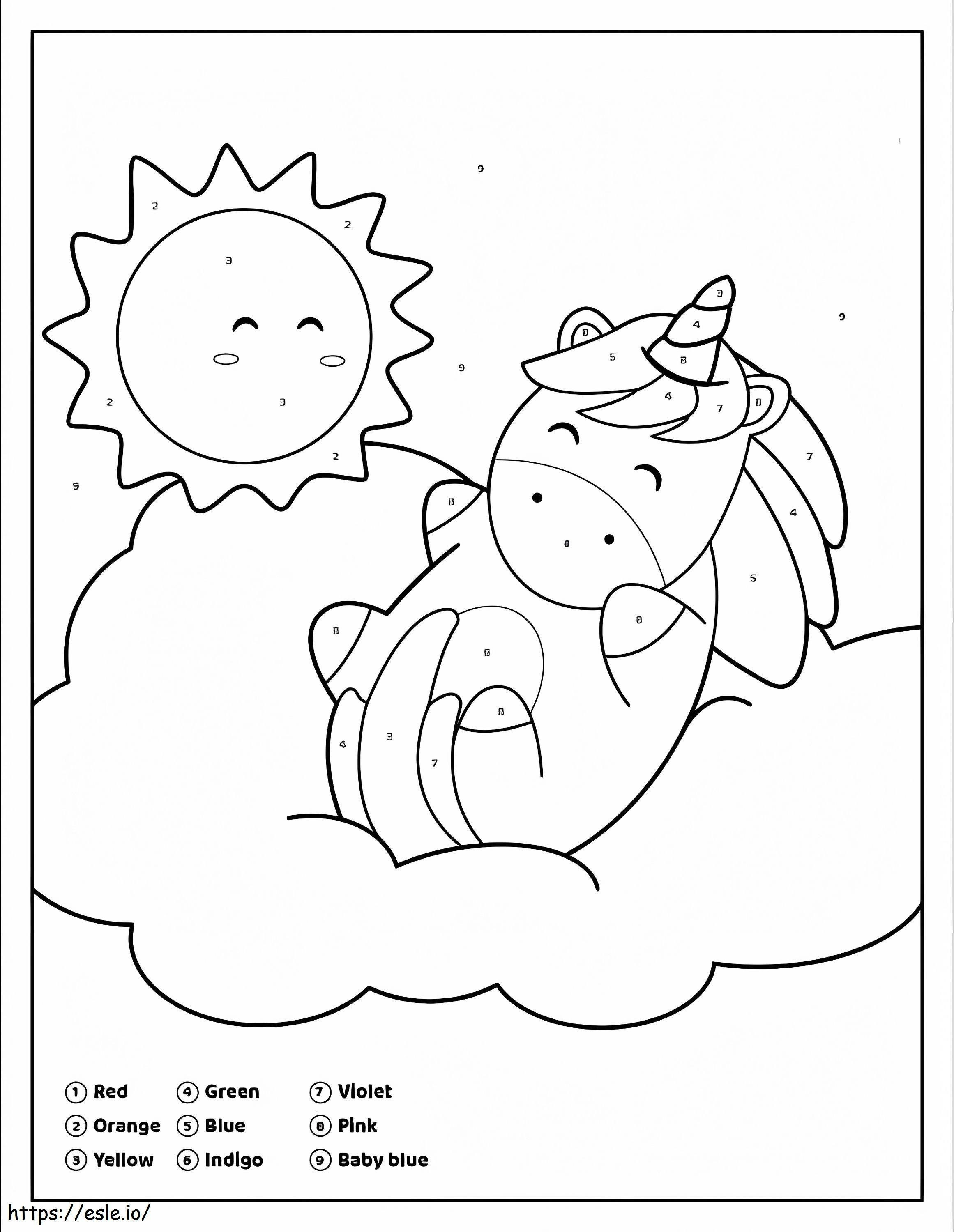 Adorable Unicorn Color By Number coloring page