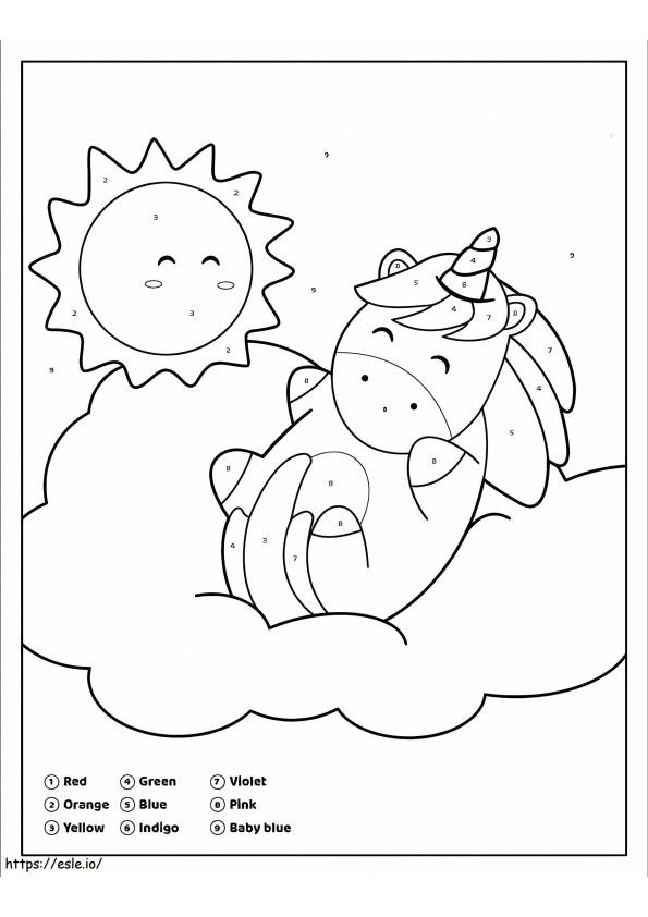 Adorable Unicorn Color By Number coloring page