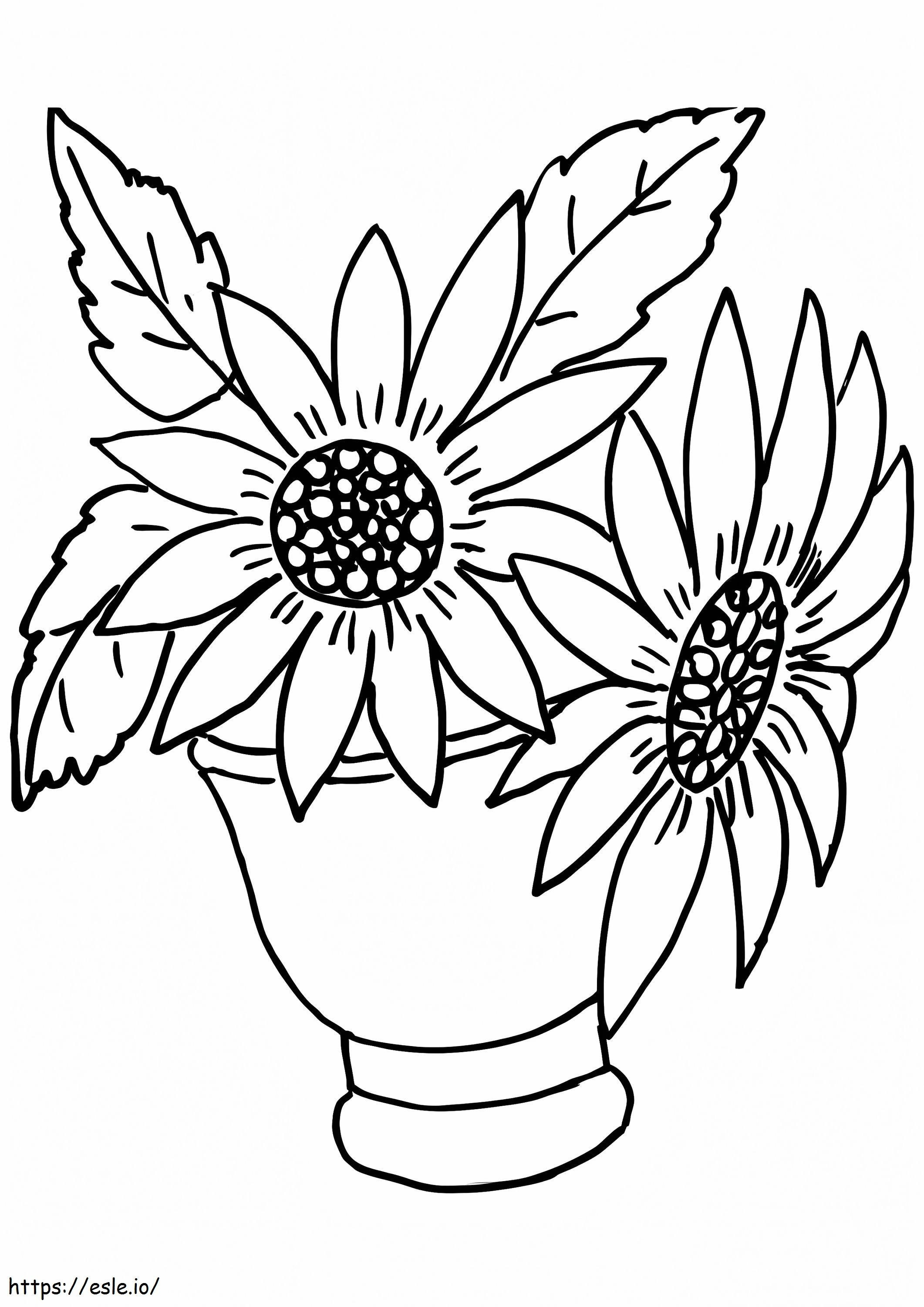 Coloriage Vase Tournesols à imprimer dessin