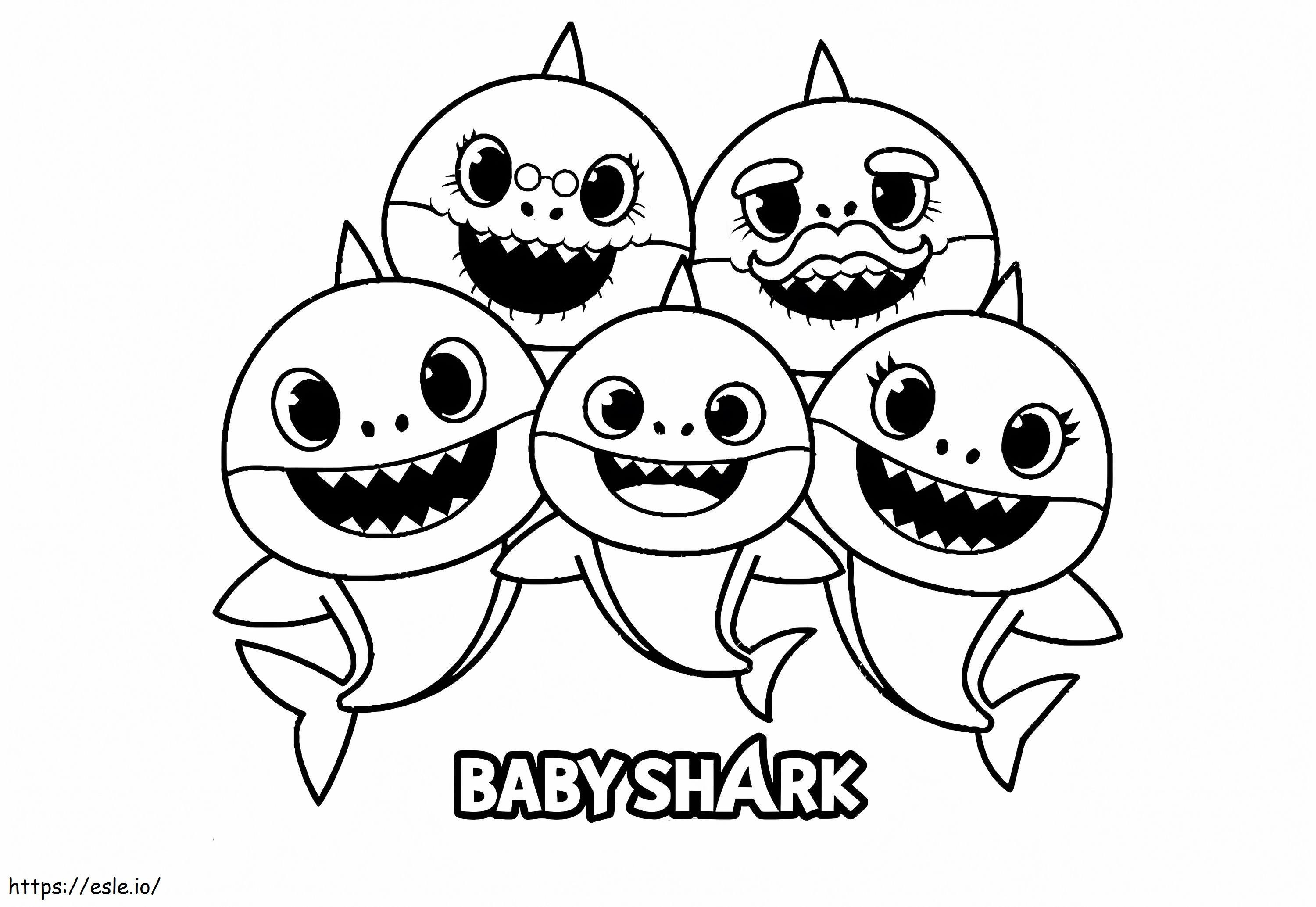 Coloriage Famille de bébés requins à imprimer dessin