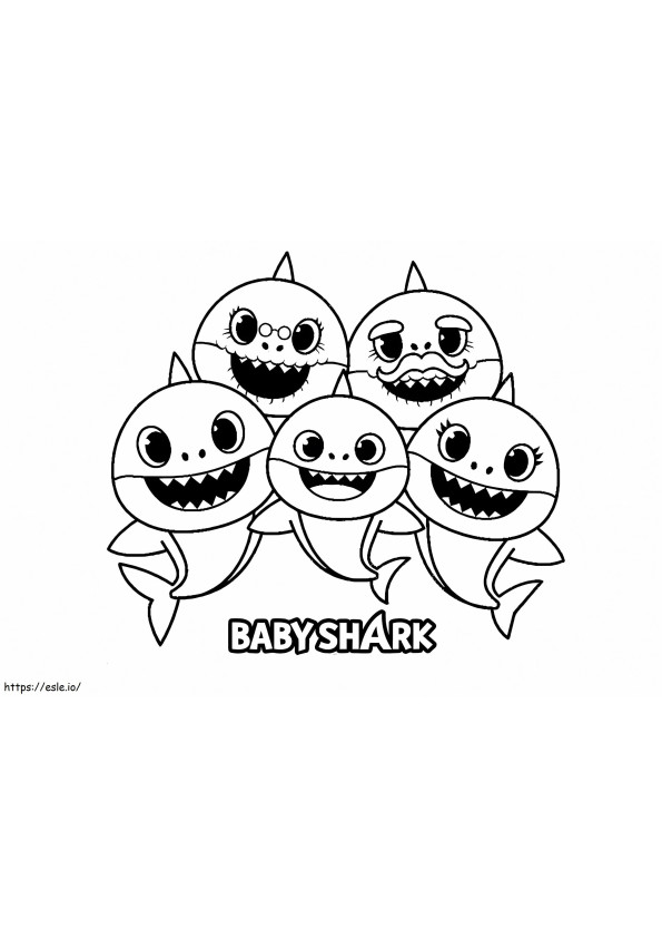 Bebê Tubarão Família para colorir