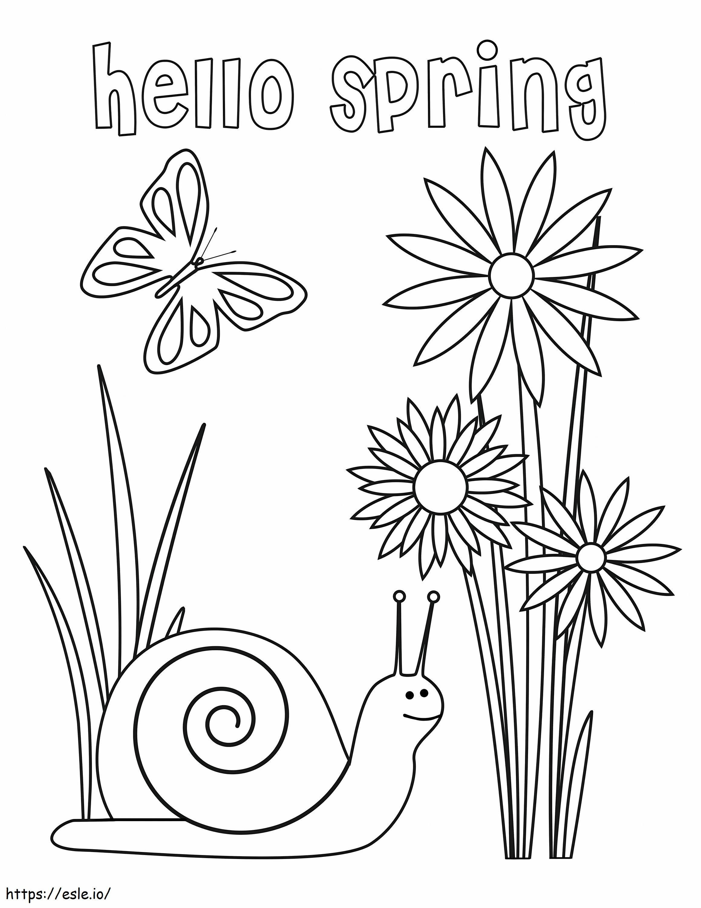Awesome Hello Spring coloring page