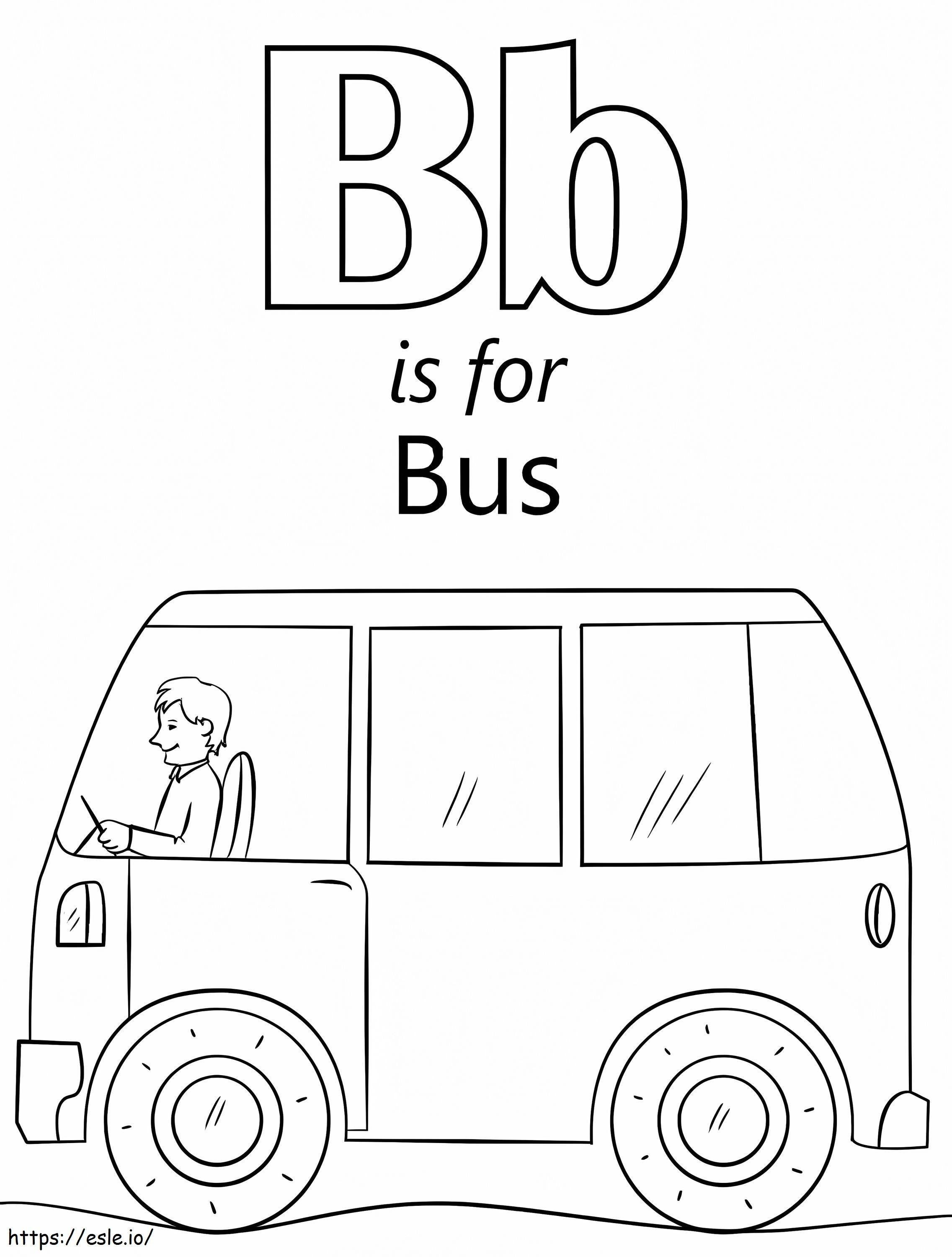 Autobuz cu litera B de colorat