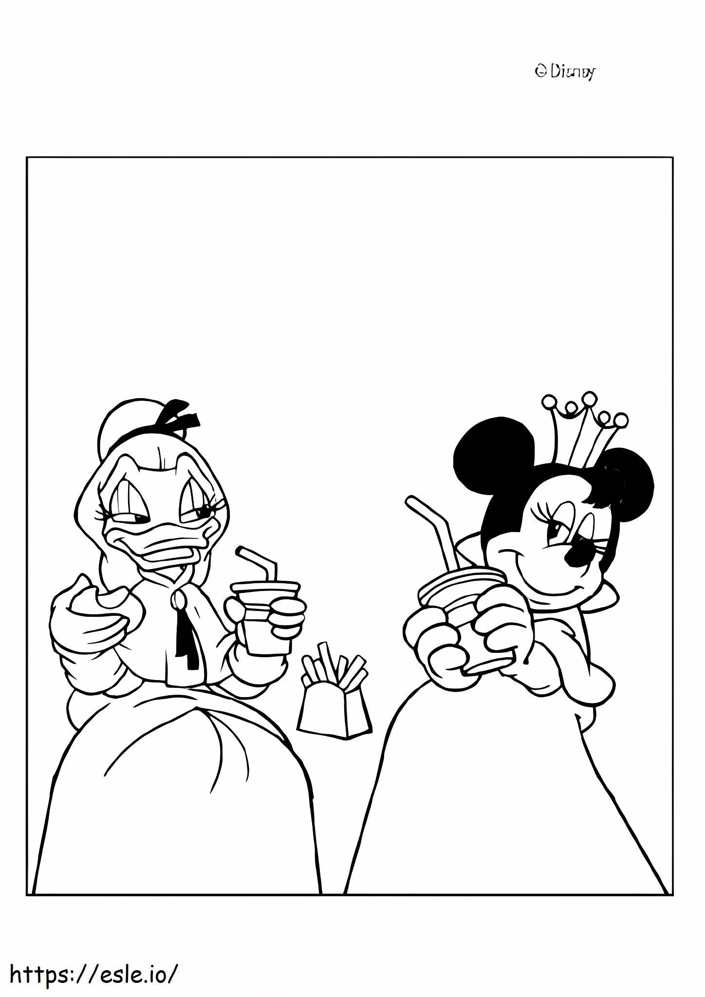 Dama Daisy Duck dan Minnie Mouse Gambar Mewarnai