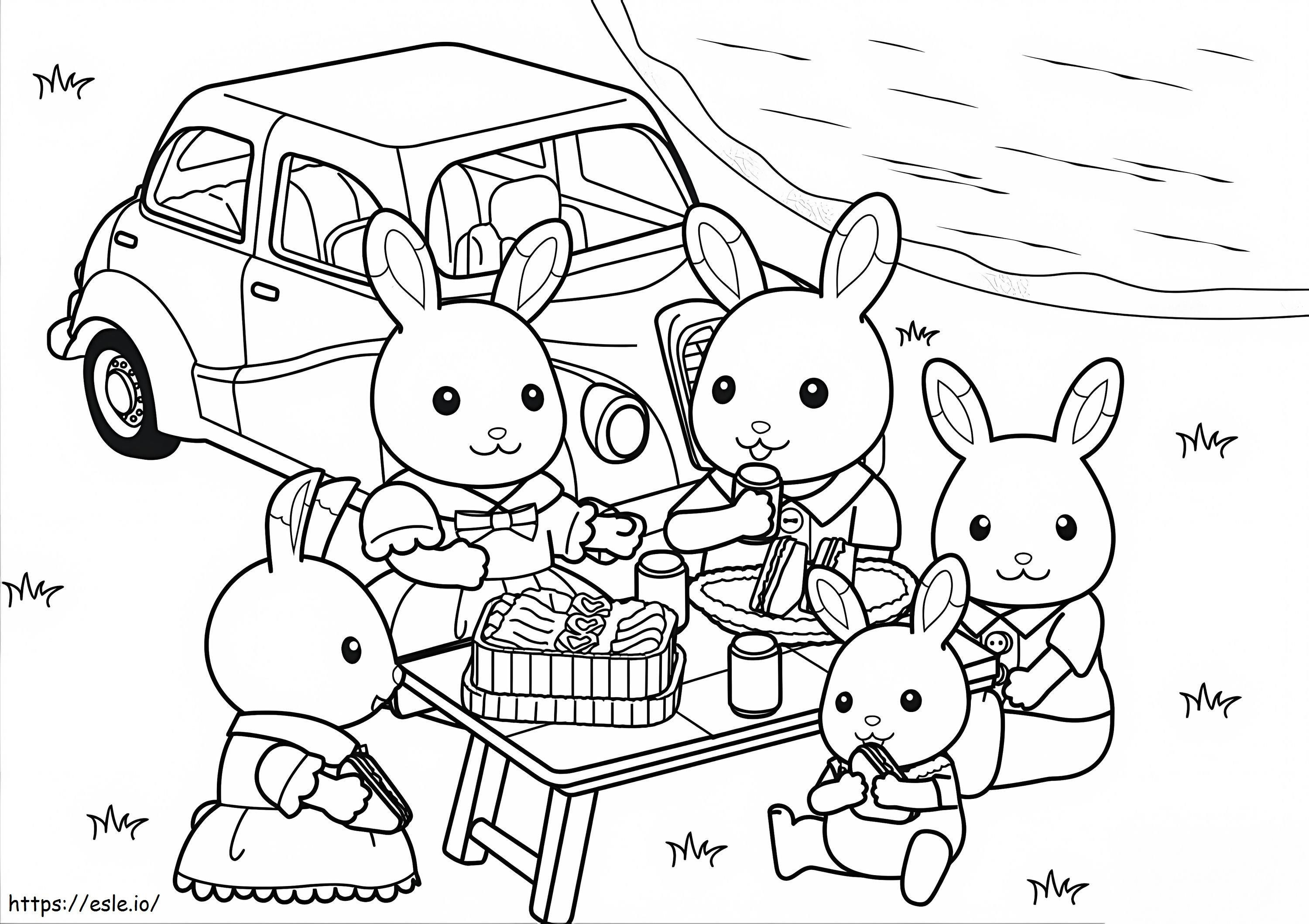 Sylvanian Families On Picnic coloring page