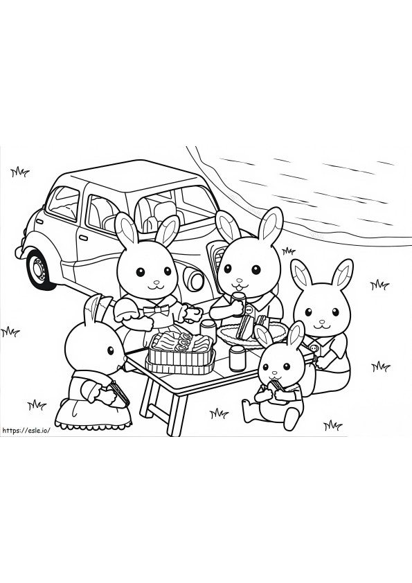 Sylvanian Families On Picnic coloring page