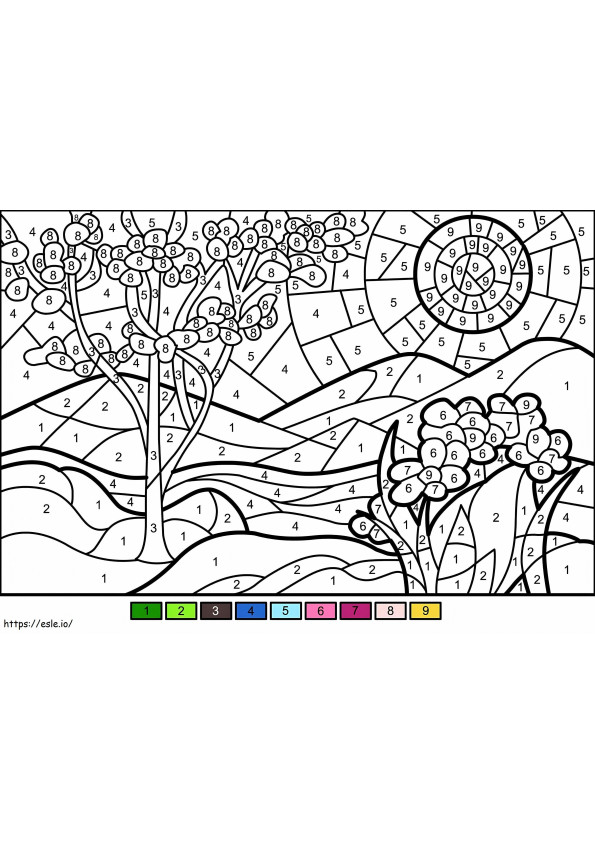 Spring Color By Number coloring page