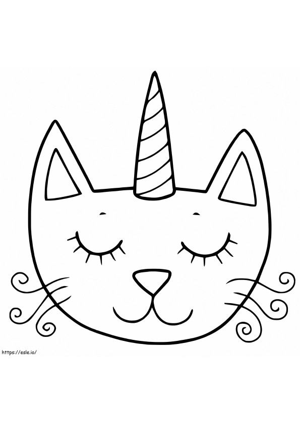 Faccia felice del gatto unicorno da colorare