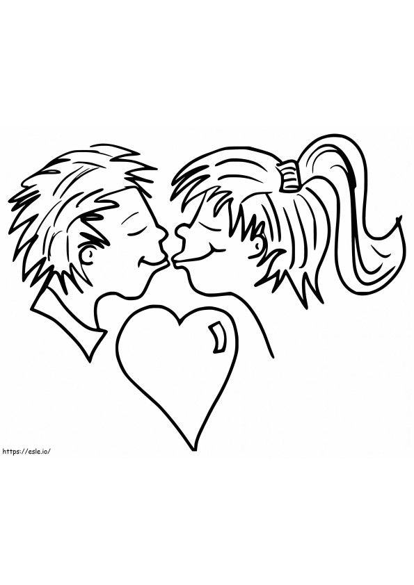 Cuplu care se sărută de colorat