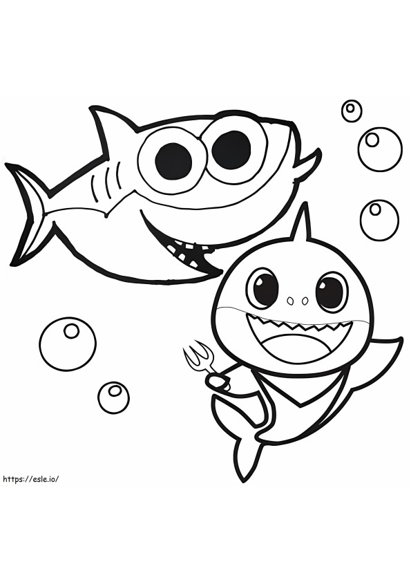 Two Baby Sharks coloring page