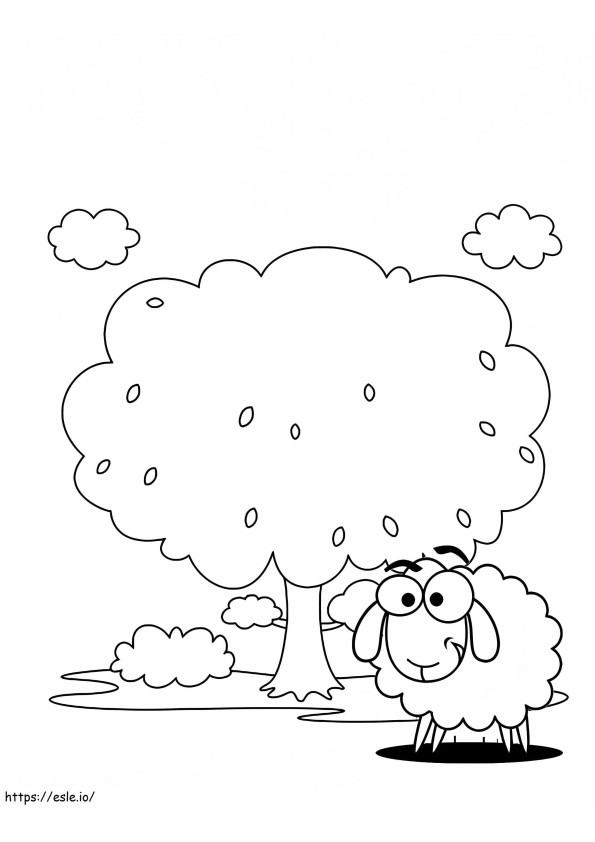 Pecore Con L'albero da colorare