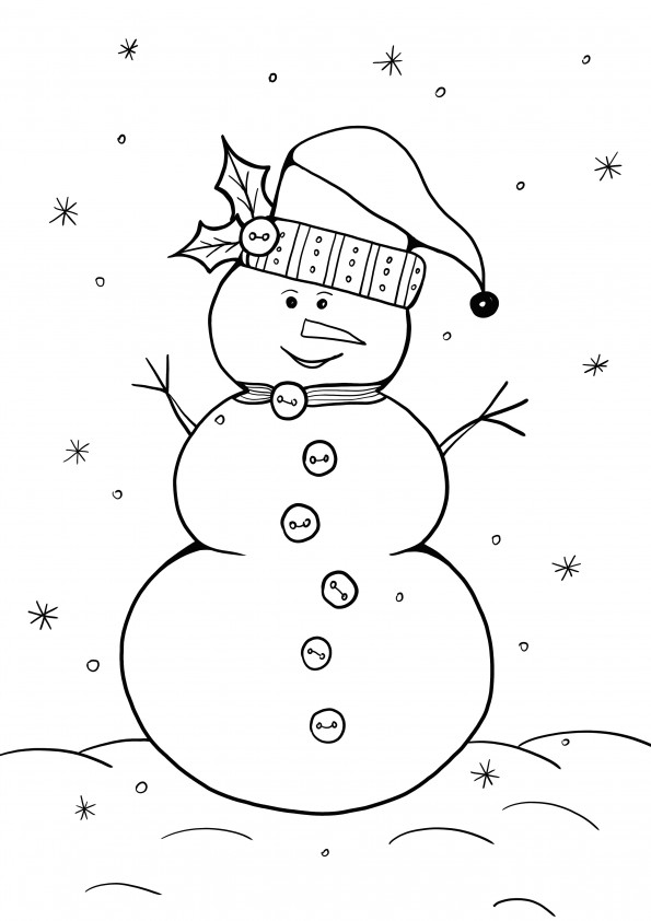 bonhomme de neige rigolo à colorier et impression gratuite