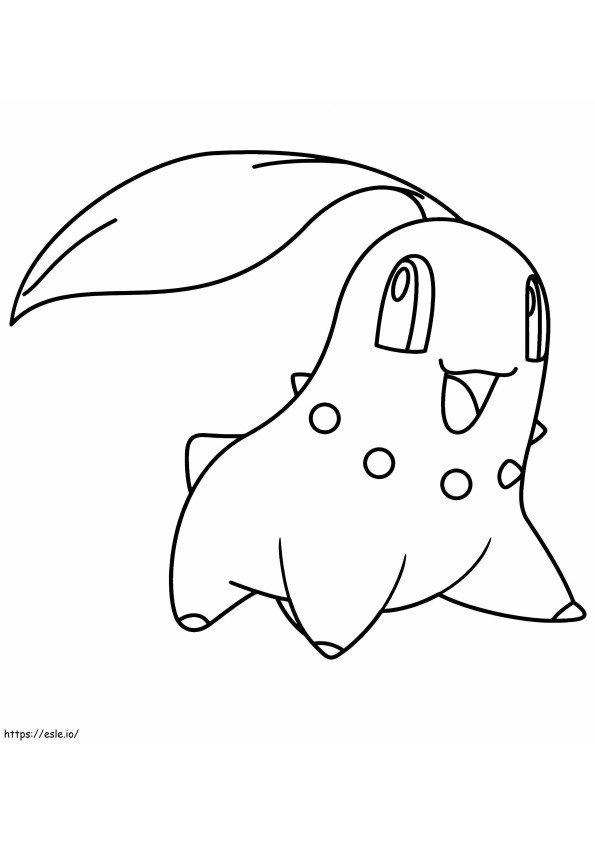 Pokémon Chikorita feliz para colorir