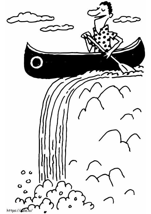 On The Boat In Waterfall coloring page