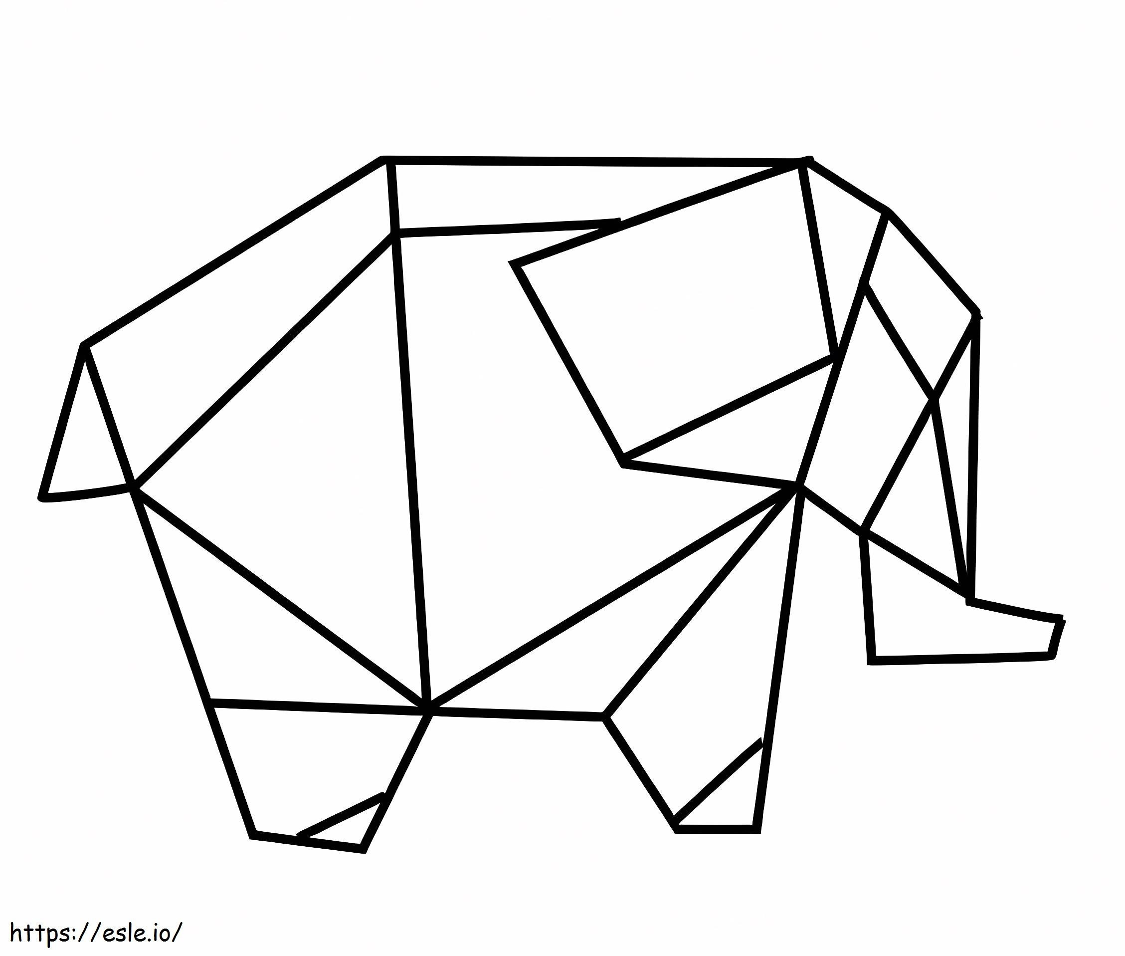 Origami Elefantti värityskuva