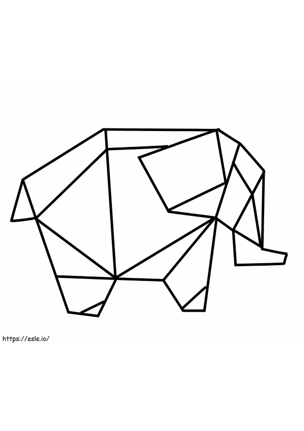 折り紙のゾウ ぬりえ - 塗り絵