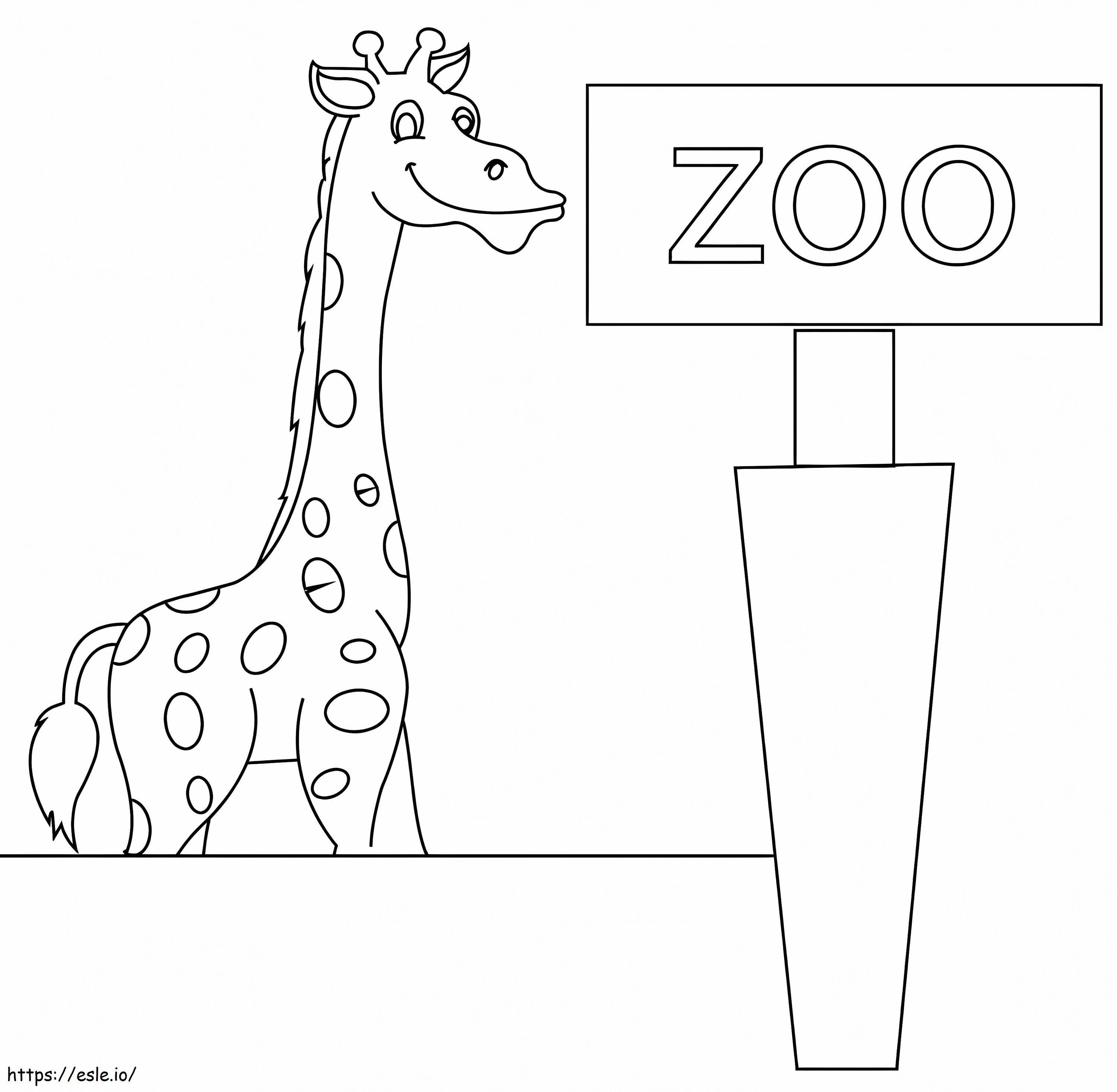 girafa em um zoológico para colorir