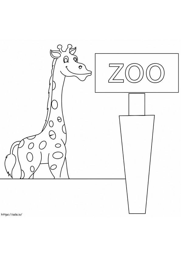 Coloriage Girafe dans un zoo à imprimer dessin