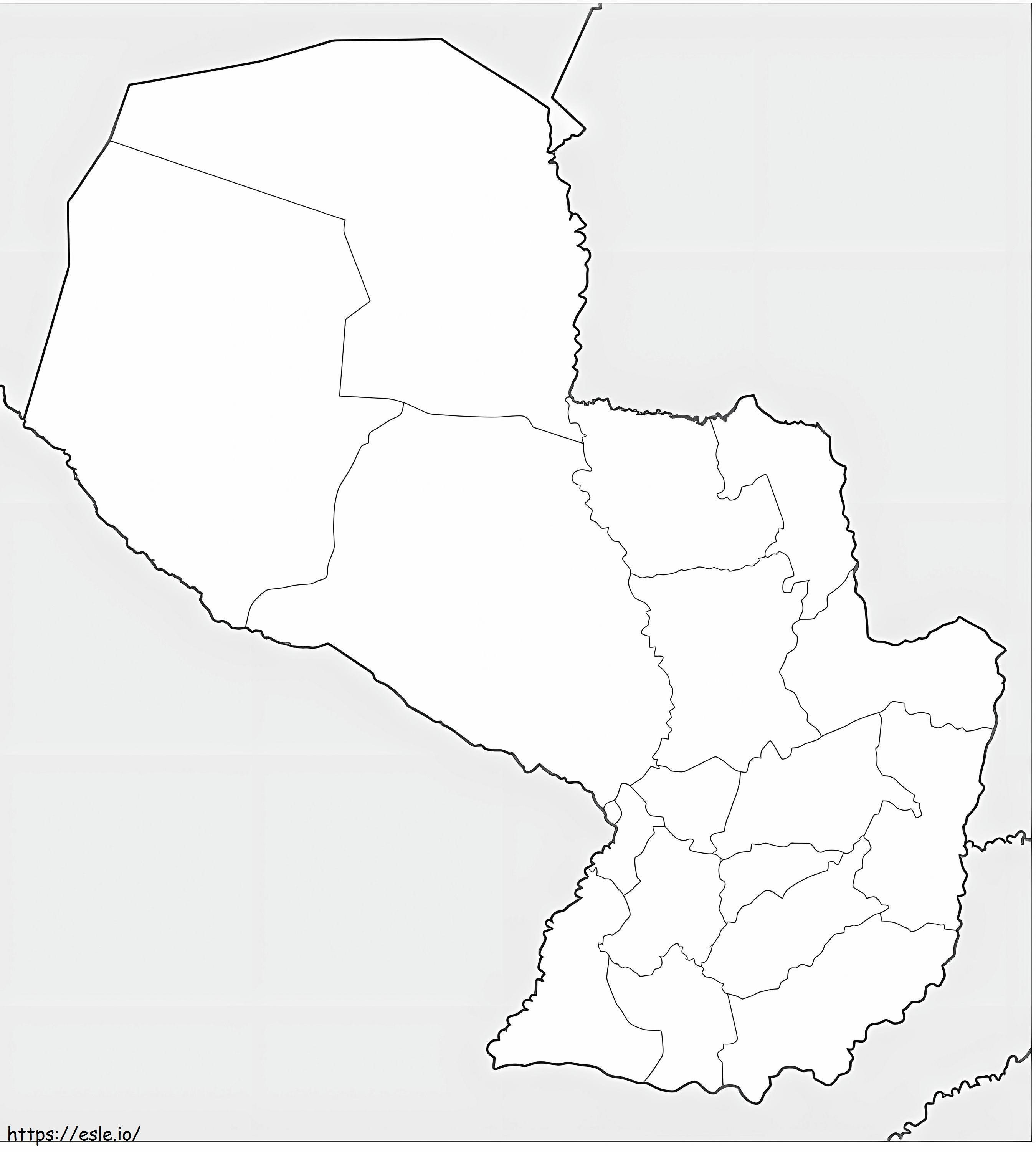 Mapa Paragwaju kolorowanka