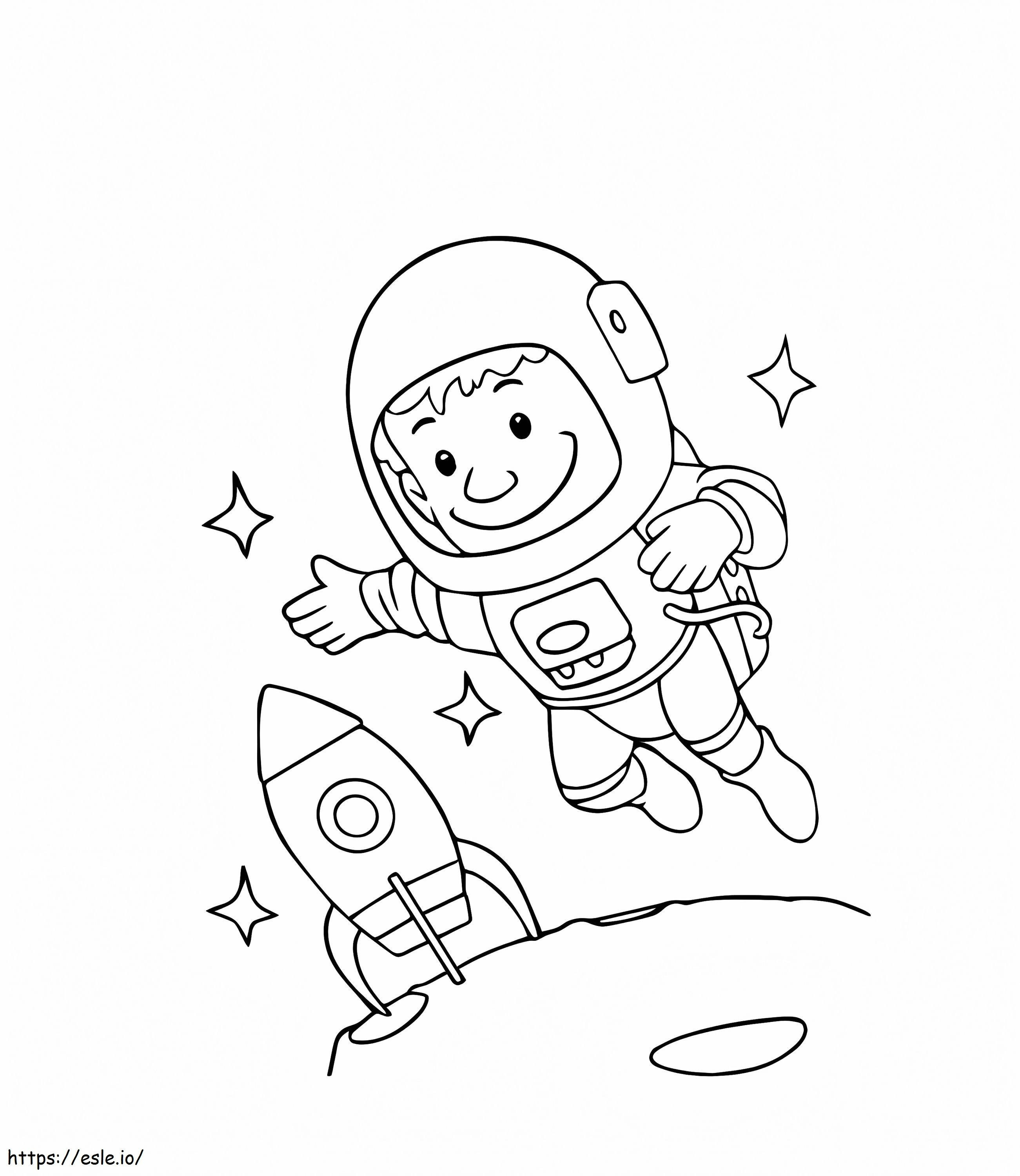 Coloriage Astronaute et vaisseau spatial à imprimer dessin