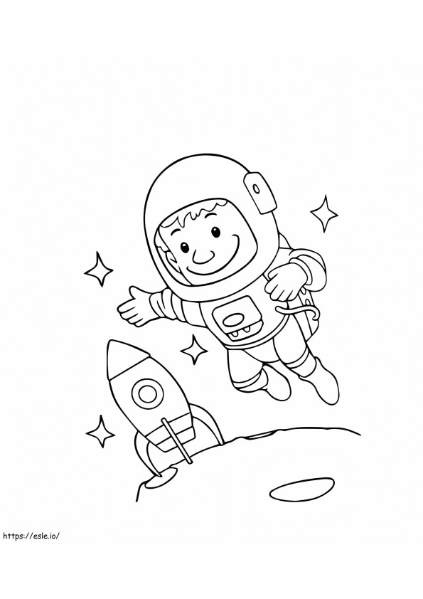 Astronautti ja avaruusalus värityskuva