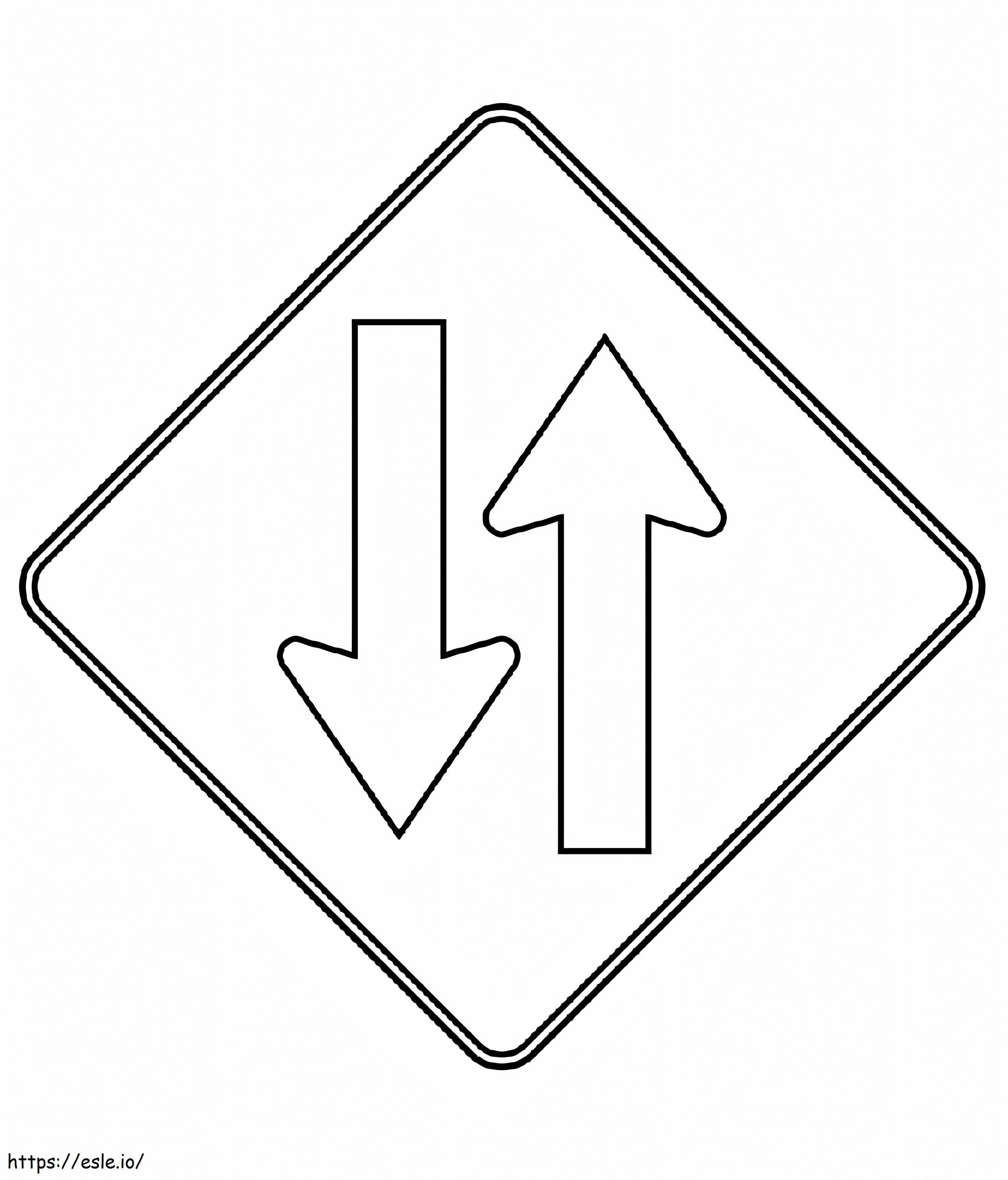 Coloriage Panneau de signalisation à deux voies à imprimer dessin