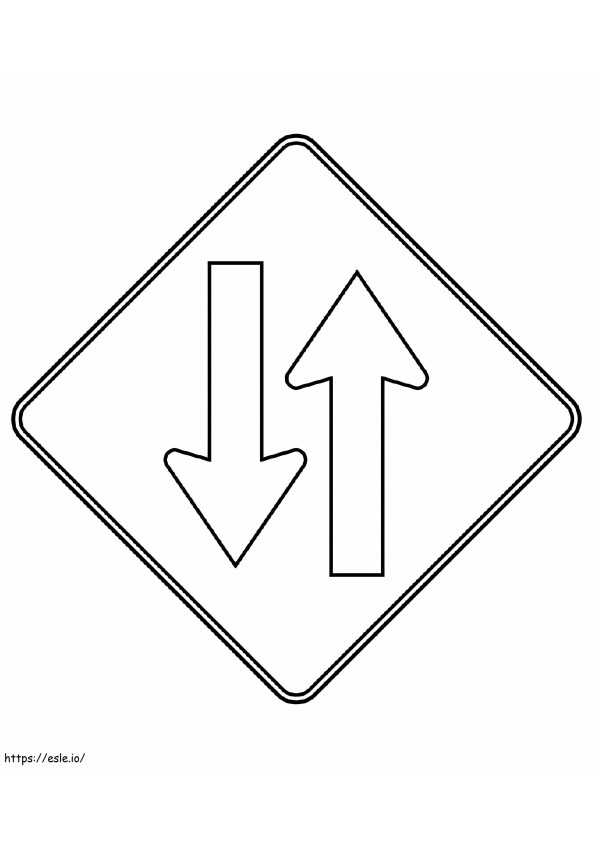 Coloriage Panneau de signalisation à deux voies à imprimer dessin