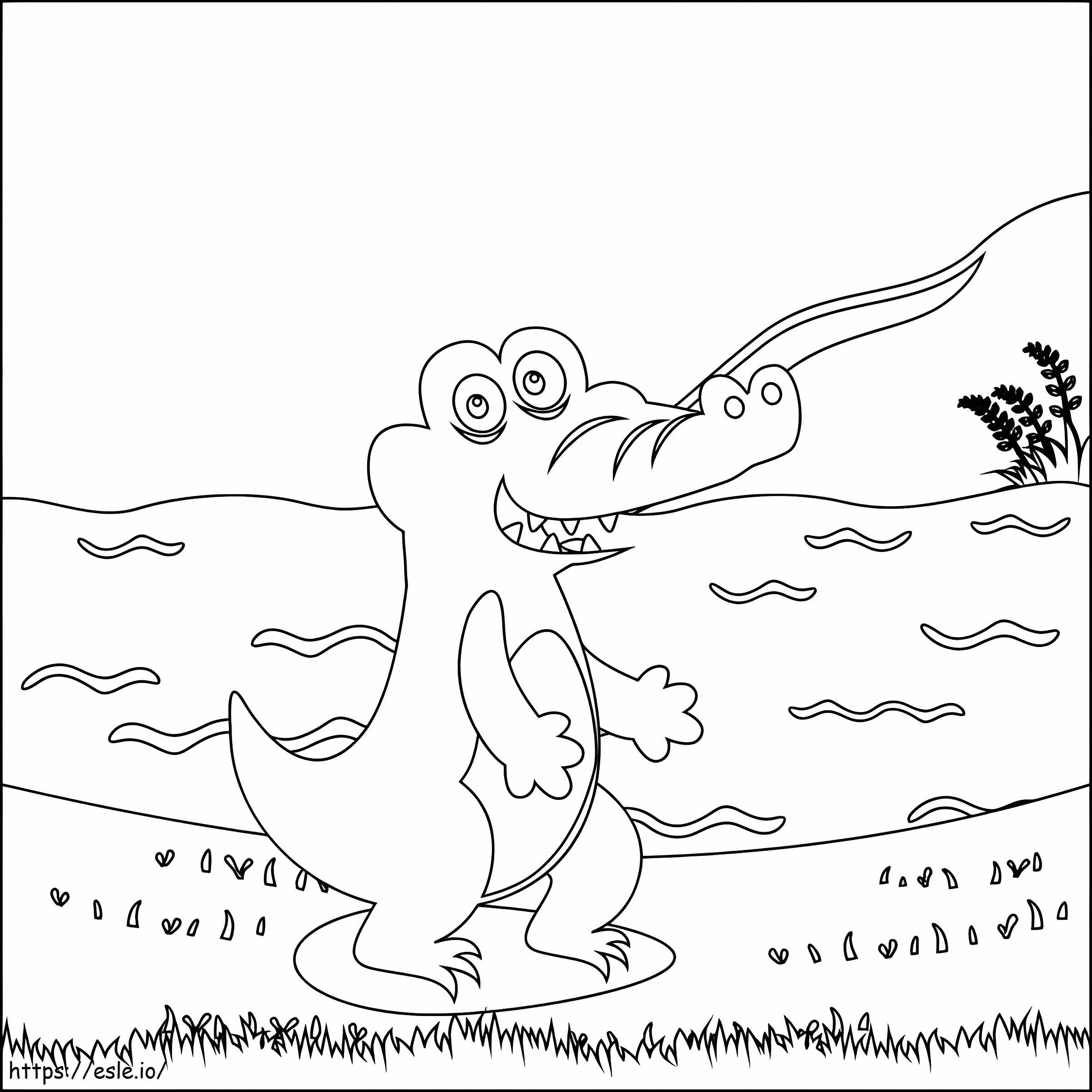 Crocodile Standing On The Grass coloring page