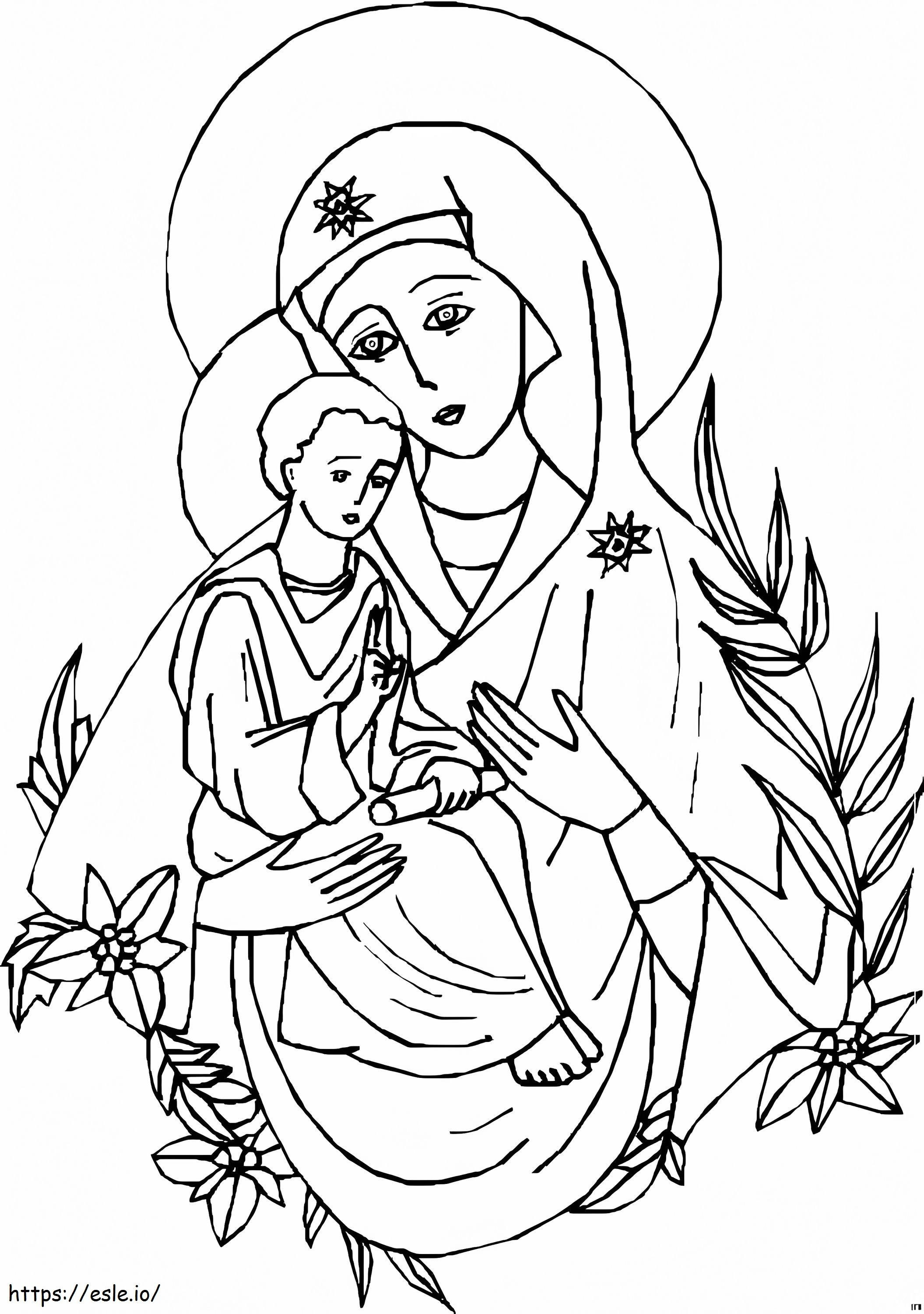 Afdrukbare moeder Maria kleurplaat kleurplaat
